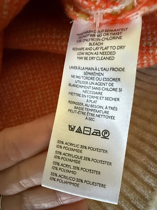 Anthropologie Maeve Orange Floral Pop Intarsia Cardigan Sweater NWOT - Picture 3 of 8